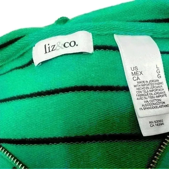 Liz & Co sweat jacket green and blue pinstriped size large - Picture 4 of 6